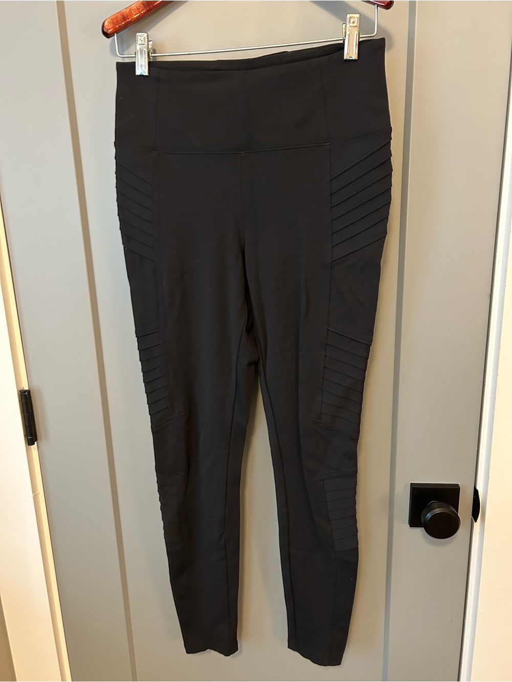 Athleta Black High-Waist Moto Panel Leggings